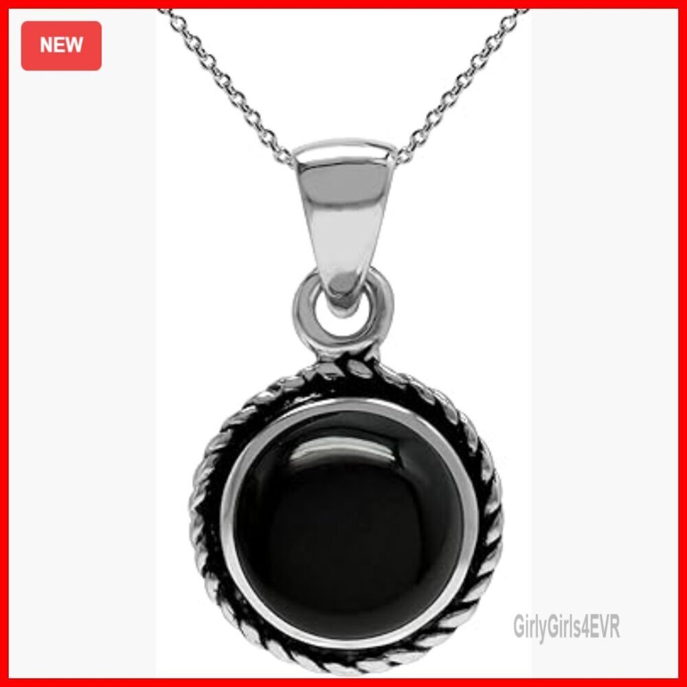 925 Sterling Silver Solitaire Pendant Necklace with 18 Inch Chain
